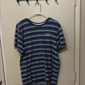 Hurley Navy and White Striped Short Sleeve Tee